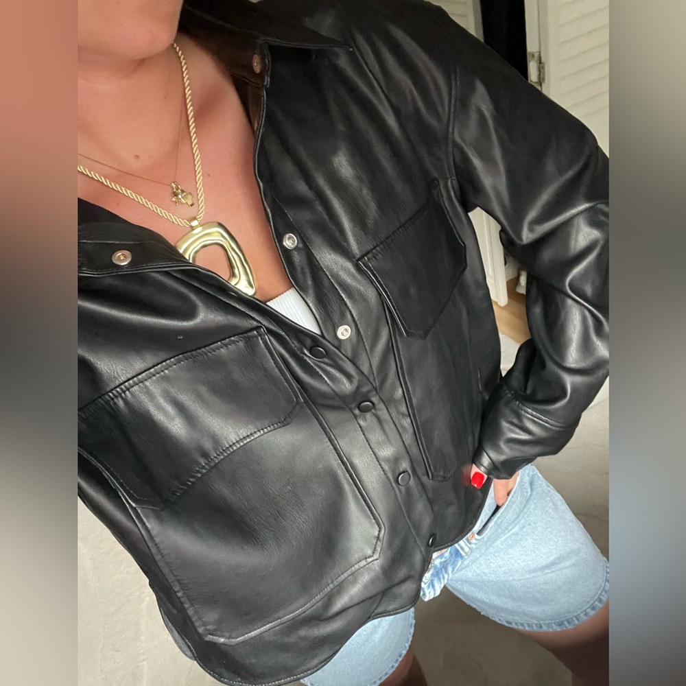 Zara Leather Button Up Jacket - image 5